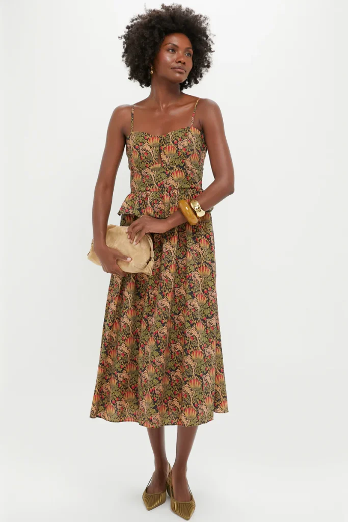 Hyacinth House Black Multi Floral Maeve Midi Dress